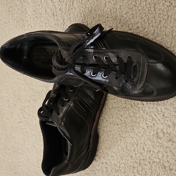 ECCO Men's Black Leather Shoes Size 9.5 - Picture 2 of 14